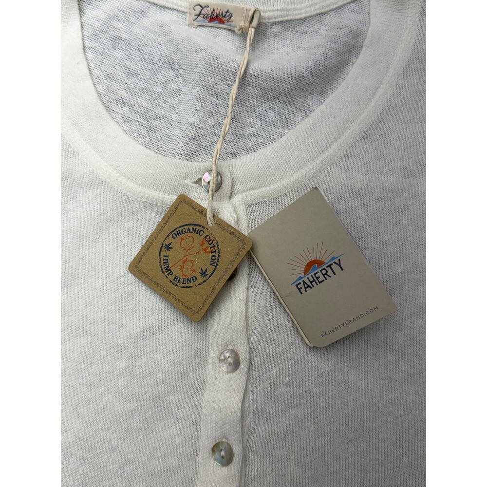 Faherty Allandria Henley Womens S White Hemp Organic Cotton NWT NEW - Picture 5 of 13